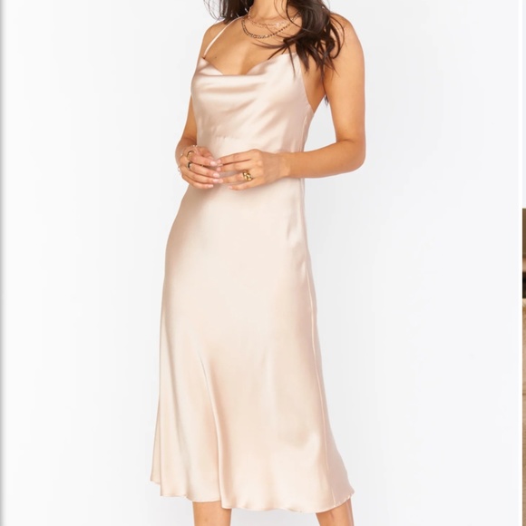 Show Me Your MuMu Verona Cowl Dress, champagne luxe satin - Picture 1 of 11